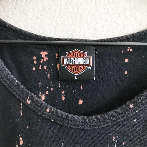 SOLD—Custom Harley Davidson Tie Dye Tank Top w/ Flames Graphic. Black, Large - Picture 11 of 13